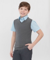 Жилет с V-образным вырезом серый Button Blue, школьная форма для мальчиков  фото, kupilegko.ru